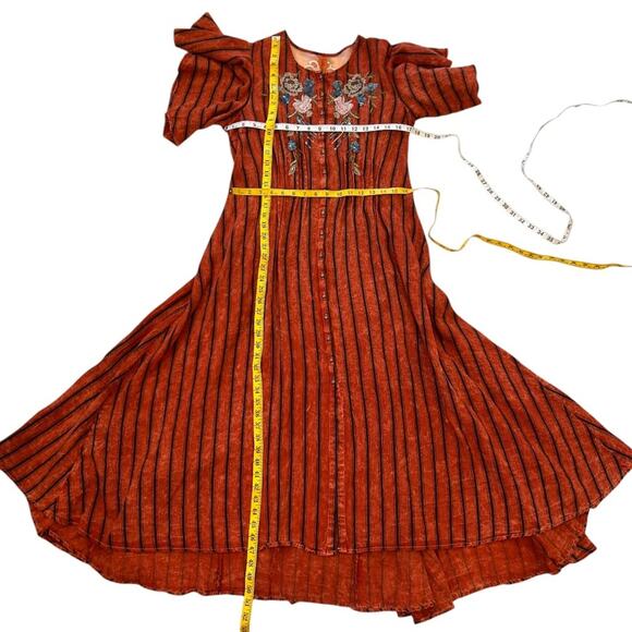 Anthropologie Medium Dress Boho Midi Embroidered Aratta Silent Journey RARE - Picture 12 of 15